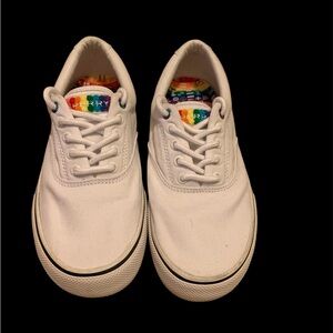 Sperry White Canvas Sneakers – Pride Edition – Men’s Size 8